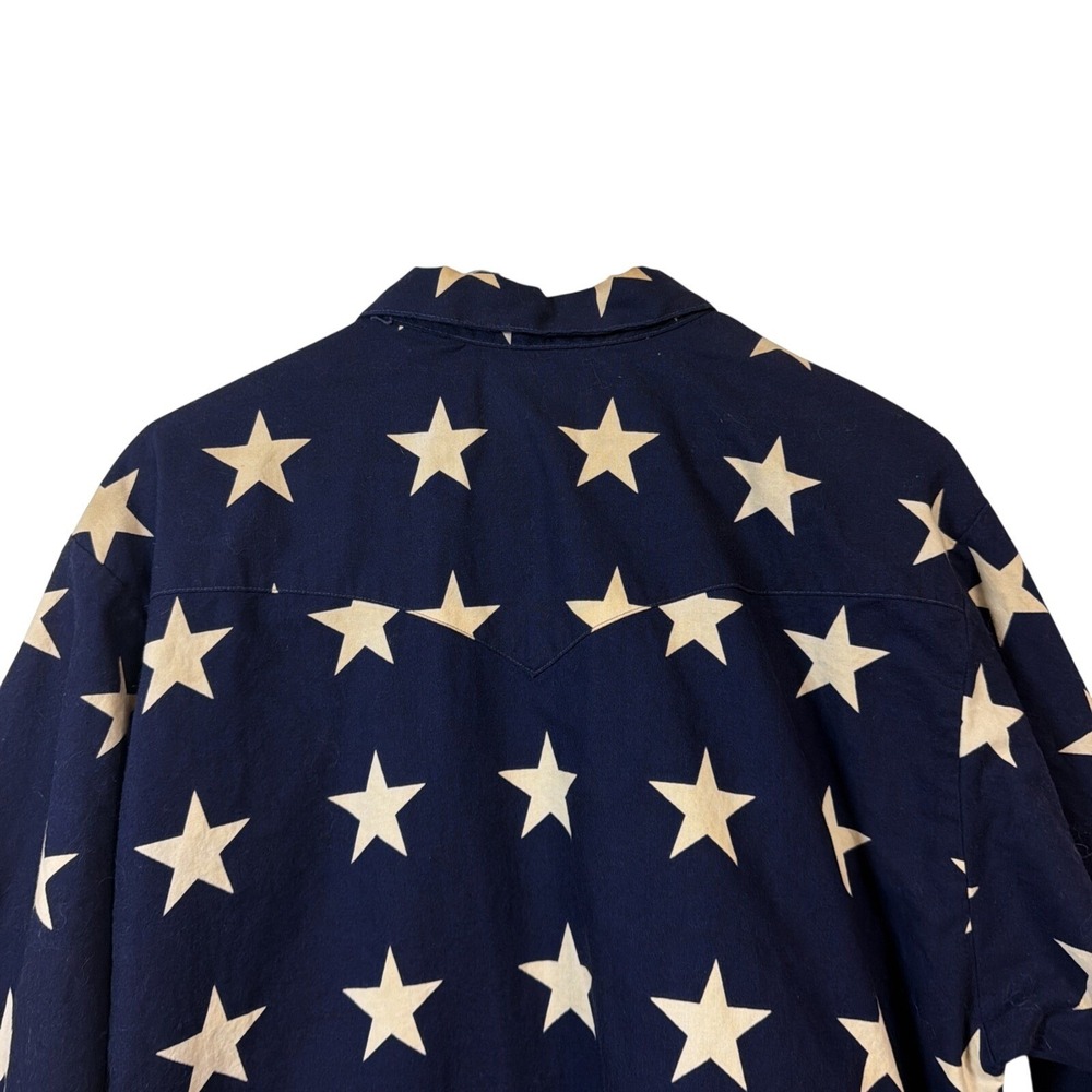 Brooks & Dunn Button Down Shirt Women Large Navy Blue Star Print Western 90s USA - Picture 9 of 11